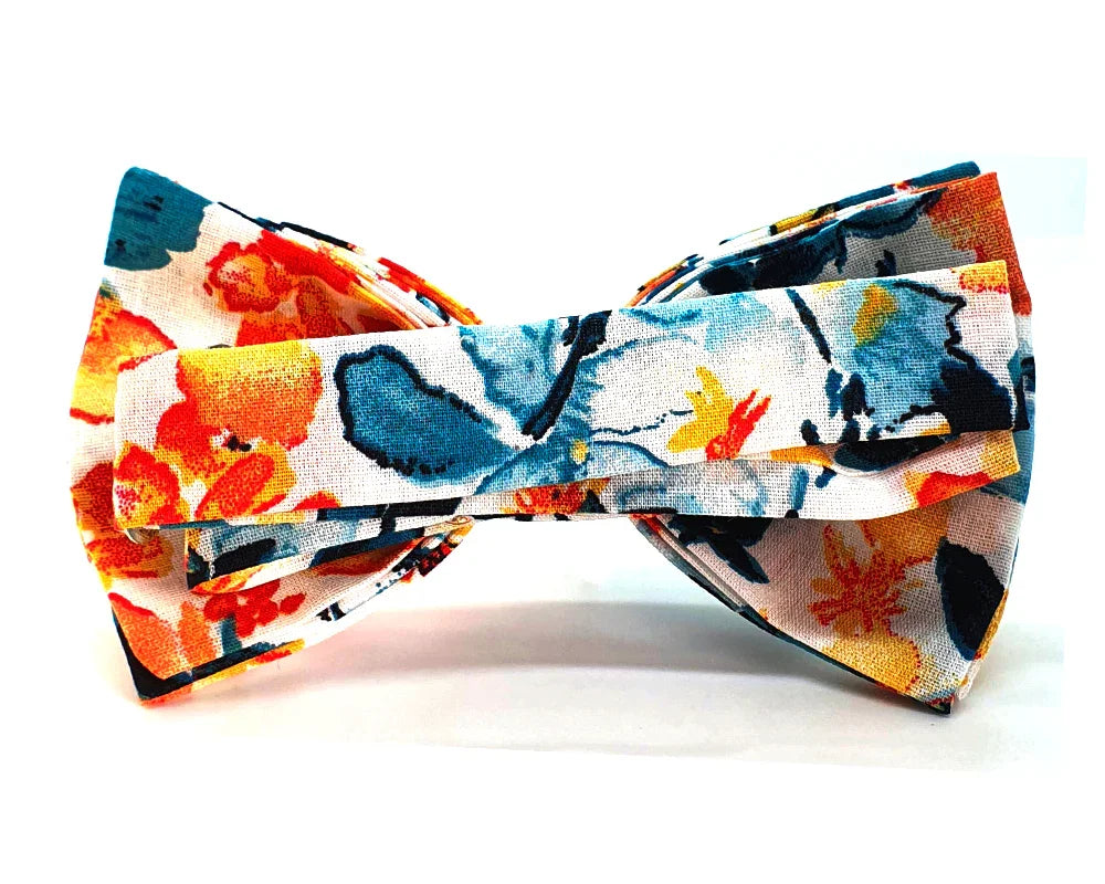 Pajarita Flores Verdes y Naranjas