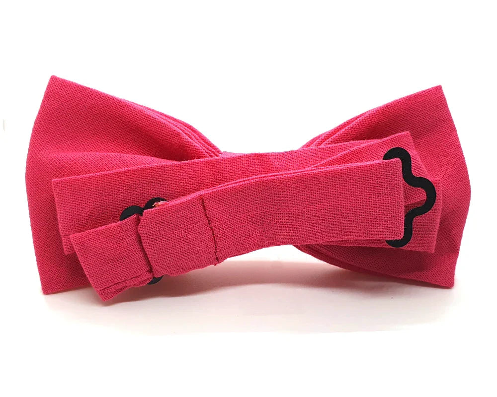 Pajarita fucsia de tela con hebilla negra, accesorio original hecho a mano para hombre y niño