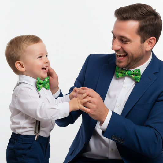 Pajaritas a juego padre e hijo, modelo ranas verdes