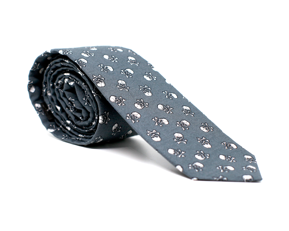 Corbata Calaveritas Gris