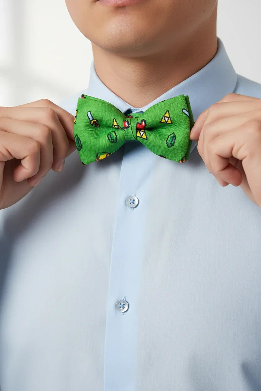 Pajarita Zelda with pastel blue shirt